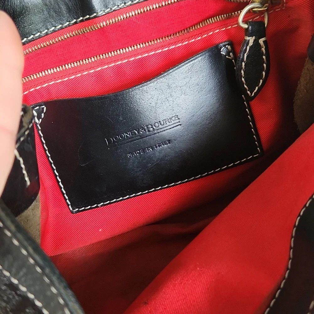 Dooney and Bourke ❤️ ring flap dark Grey canvas black leather shoulder bag - Picture 13 of 17